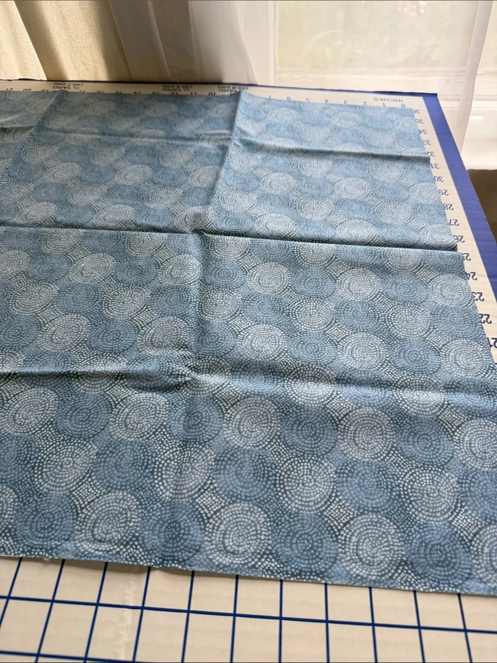 Blue Geometric Dotted Circle Cotton Fabric 1 Yard x 44
